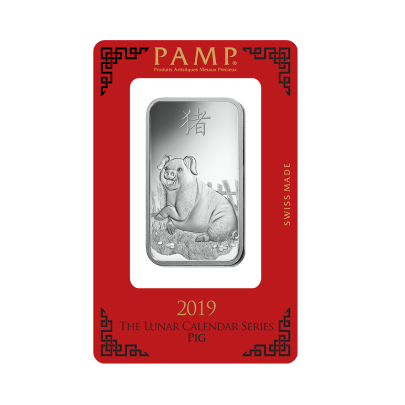 Investičná strieborná tehla 1 oz razená Pamp Lunar Prasa ZAGFS00117 2