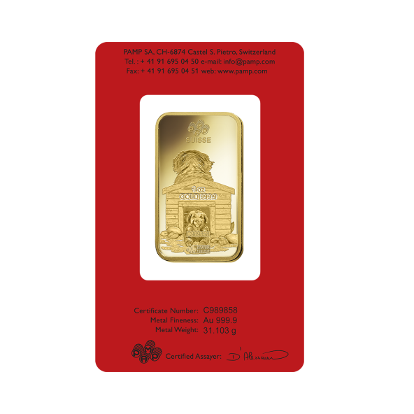 Investičná zlatá tehla 1 oz razená Pamp Lunar Pes ZAUFS00532 (4)