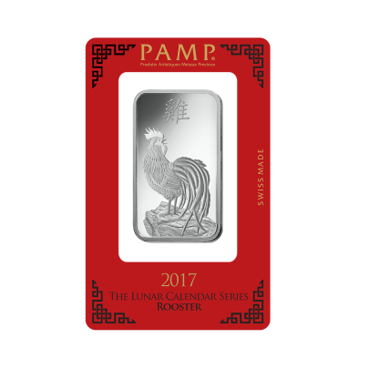 Investičná strieborná tehla 1 oz razená Pamp Lunar Kohút AG00RI022SH88 2