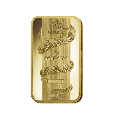 Investičná zlatá tehla 5 g razená Pamp Lunar Had AU00RI004SD23