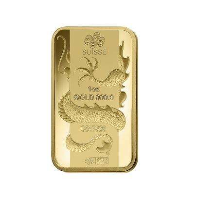 Investičná zlatá tehla 1 oz razená Pamp Lunar Drak AU00RI0226B98