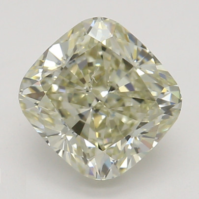 Farebný diamant cushion, fancy light hnedasto-zelenkasto žltý, GIA 8871730028 Y4