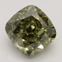 Farebný diamant cushion, fancy dark sivo-zelenkasto žltý, 1,5ct, GIA