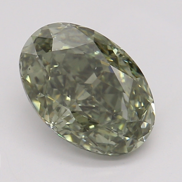 Farebný diamant ovál, fancy dark sivo-žltkasto zelená, GIA 4870110124 G9