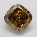 Farebný diamant cushion, fancy dark champagne, 2,5ct, GIA