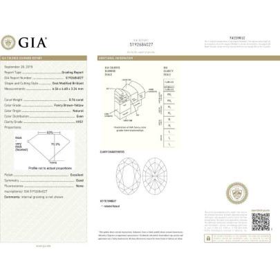 Prírodný farebný diamant s GIA certifikatom oval fancy hnedožltý 0.76 ct VVS1 3826900053_Y5 2