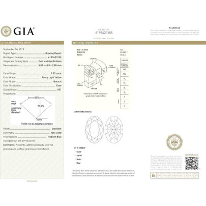 Prírodný farebný diamant s GIA certifikatom oval fancy light žltý 0.53 ct VS1 9827940219_Y4 2
