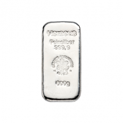 Investičná strieborná tehla 500 g liata Heraeus 87893501