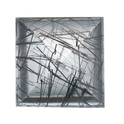 Quartz turmalinovaný čierne ihly štvorec 10 x 10 mm 5,32ct Kabošon KRPKAATU-10