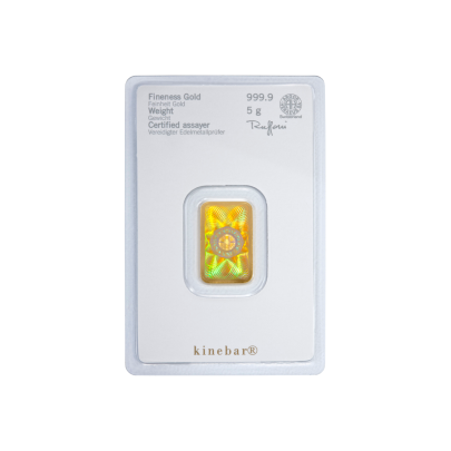 Investičná zlatá tehla 5 g razená Kinebar Heraeus 87892705 2