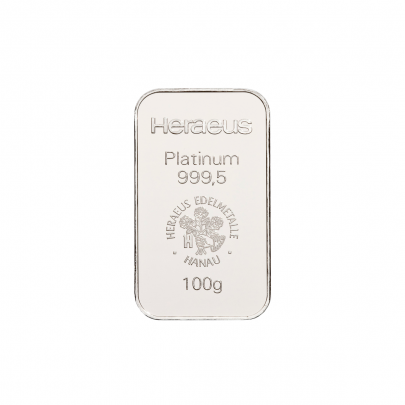 Investičná platinová tehla 100 g razená Heraeus 87891100