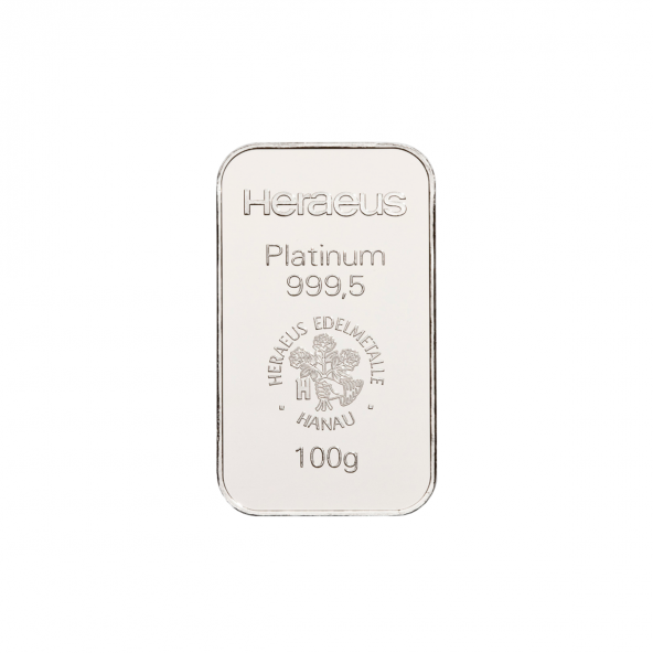 Investičná platinová tehla 100 g razená Heraeus 87891100