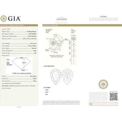 Prírodný farebný diamant s GIA certifikatom slza fancy žltý 0.34 ct SI2 2842640232_Y5 2