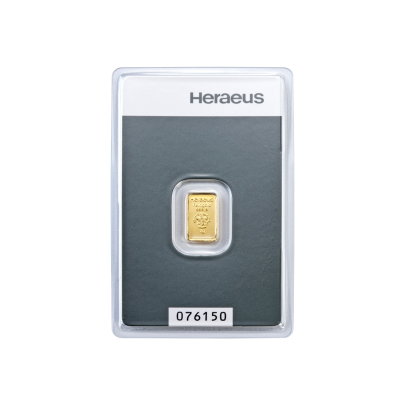 Investičná zlatá tehla 1 g razená Heraeus 87892001 2
