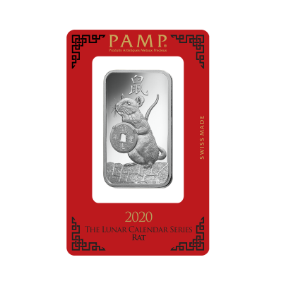 Investičná strieborná tehla 1 oz razená Pamp Lunar Potkan ZAGFS00120 2