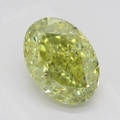 Farebný diamant ovál, fancy intense zelenkasto žltý, GIA 8845330338 Y6