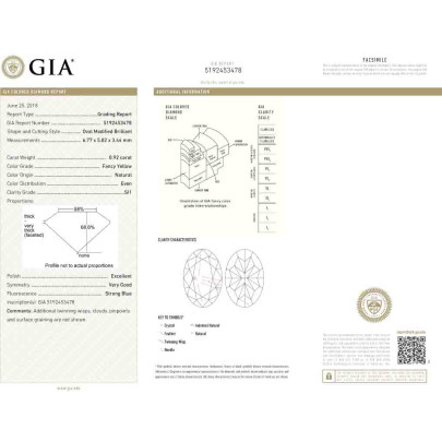 Prírodný farebný diamant s GIA certifikatom oval fancy žltý 0.92 ct SI1 4851370044_Y5 2