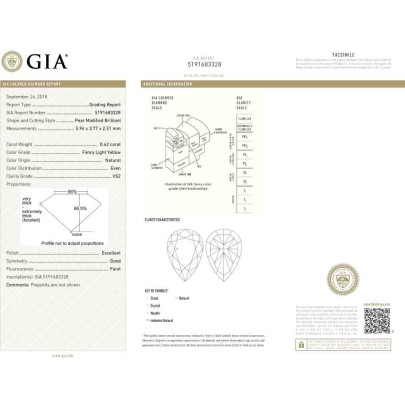 Prírodný farebný diamant s GIA certifikatom slza fancy light žltý 0.42 ct VS2 3116680123_Y4 2