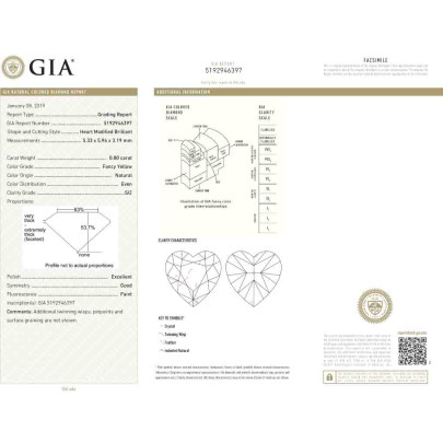 Prírodný farebný diamant s GIA certifikatom srdce fancy žltý 0.80 ct SI2 4841940034_Y5 2