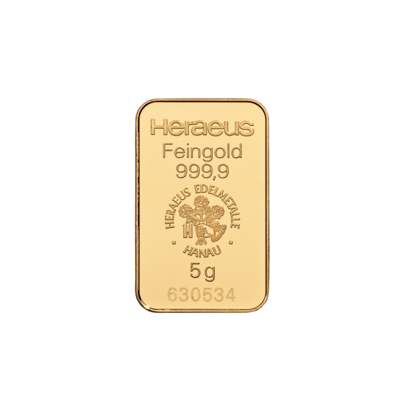 Investičná zlatá tehla 5 g razená Heraeus 87892005