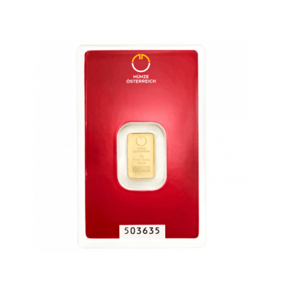 Investičná zlatá tehla 2 g razená Münze Österreich 86100002 2