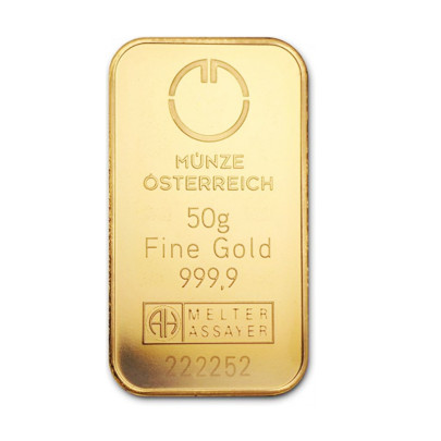 Investičná zlatá tehla 50 g razená Münze Österreich 86100050 (4)