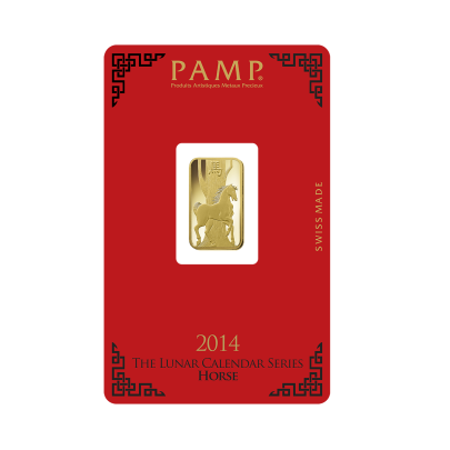 Investičná zlatá tehla 5 g razená Pamp Lunar Kôň AU00RI004SE08 2