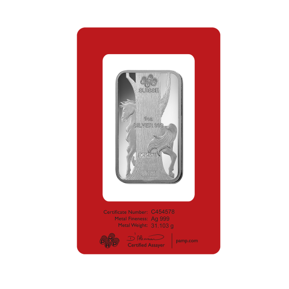 Investičná strieborná tehla 1 oz razená Pamp Lunar Kôň AG00RI0022SE08