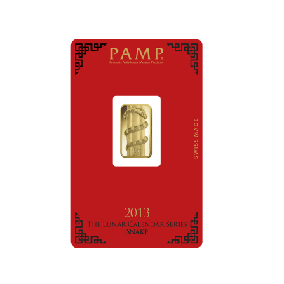 Investičná zlatá tehla 5 g razená Pamp Lunar Had AU00RI004SD23 2