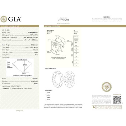 Prírodný farebný diamant s GIA certifikatom oval fancy light žltý 0.72 ct VS2 8827550158_Y4 2