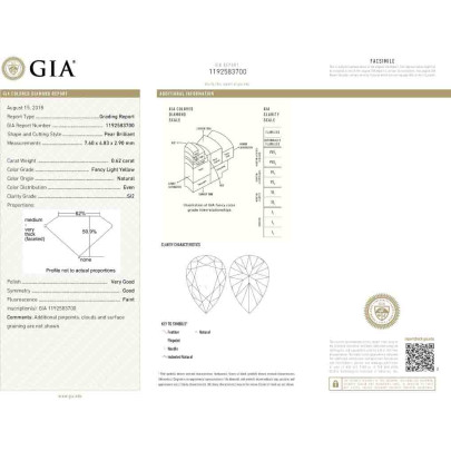 Prírodný farebný diamant s GIA certifikatom slza fancy light žltý 0.62 ct SI2 1827820131_Y4 2