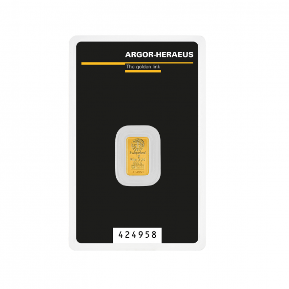 Investičná zlatá tehla 1 g razená Argor Heraeus 70001 (2)