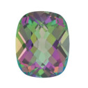 Topás Green mystic antický cushion 9 x 7 mm, AA, Checkerboard cut