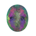 Topás Green mystic ovál 10 x 8 mm, AA, Checkerboard cut