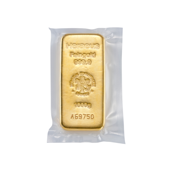 Investičná zlatá tehla 1000 g liata Heraeus 85100015 (2)