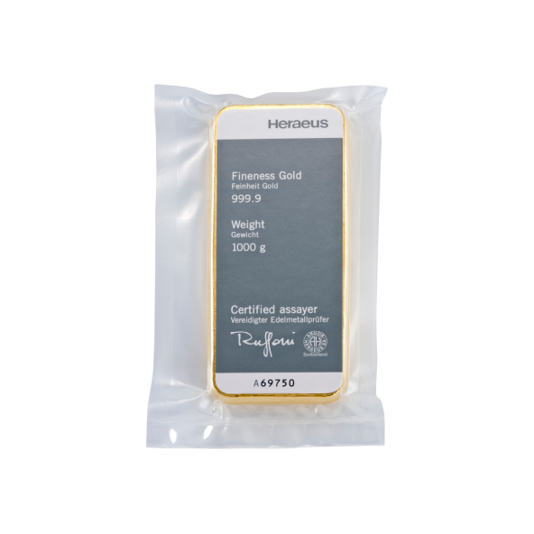 Investičná zlatá tehla 1000 g liata Heraeus 85100015 (3)