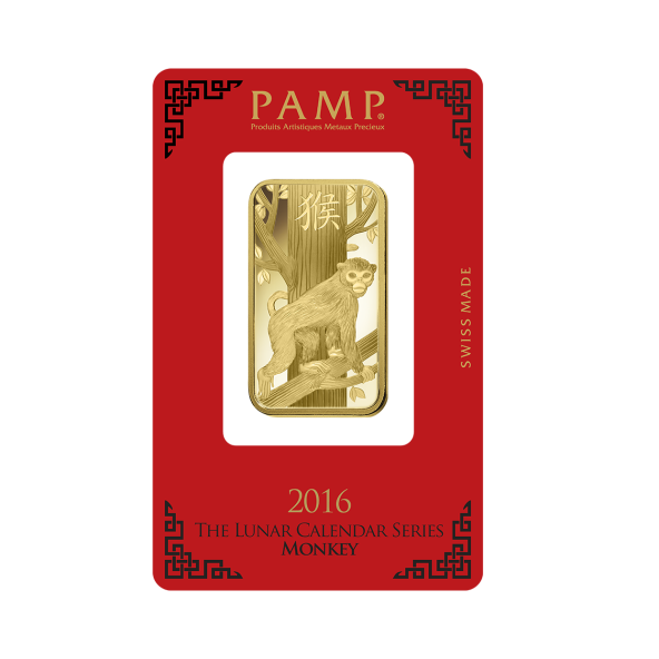 Investičná zlatá tehla 1 oz razená Pamp Lunar Opica AU00RI022SG64 (1)