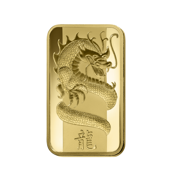 Investičná zlatá tehla 1 oz razená Pamp Lunar Drak AU00RI0226B98 (2)