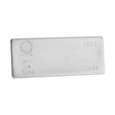 Investičná strieborná tehla 15000 g liata Argor Heraeus 80012