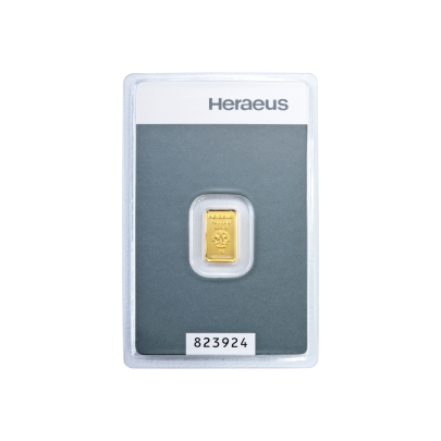 Investičná zlatá tehla 1 g razená Kinebar Heraeus 87892701 2