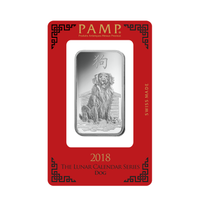 Investičná strieborná tehla 1 oz razená Pamp Lunar Pes ZAGFS00108 2