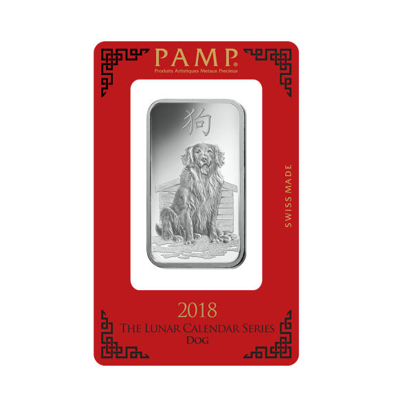 Investičná strieborná tehla 1 oz razená Pamp Lunar Pes ZAGFS00108 (3)