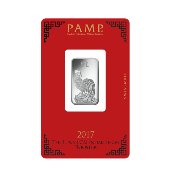 Investičná strieborná tehla 10 g razená Pamp Lunar Kohút AG00RI005SH88 (3)