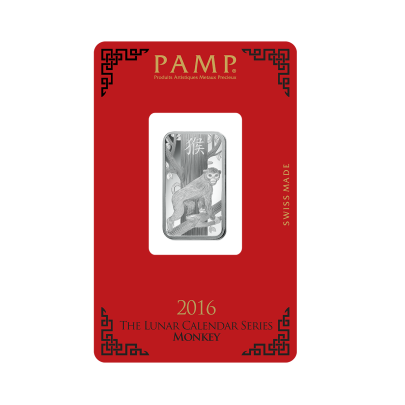 Investičná strieborná tehla 10 g razená Pamp Lunar Opica AG00RI005SG64 2