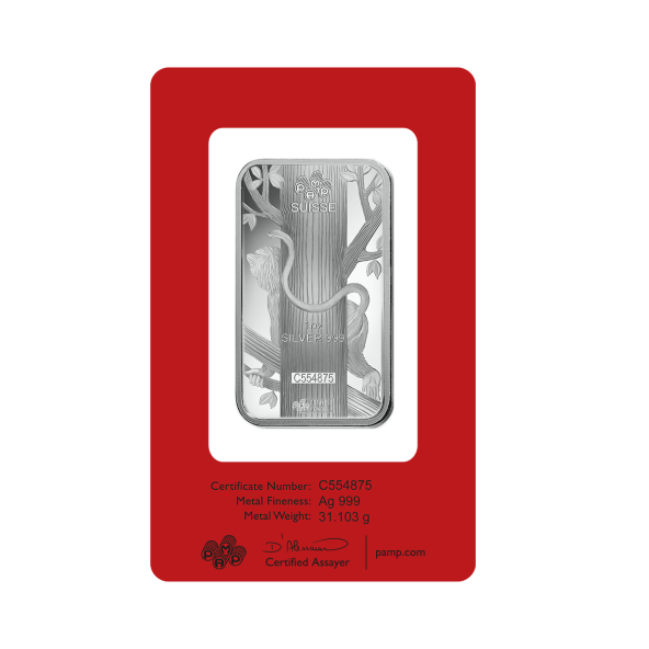 Investičná strieborná tehla 1 oz razená Pamp Lunar Opica AG00RI022SG64 (3)