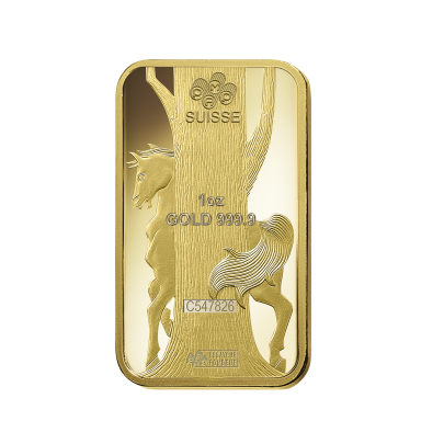 Investičná zlatá tehla 1 oz razená Pamp Lunar Kôň AU00RI022SE08