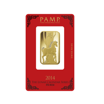 Investičná zlatá tehla 1 oz razená Pamp Lunar Kôň AU00RI022SE08 2