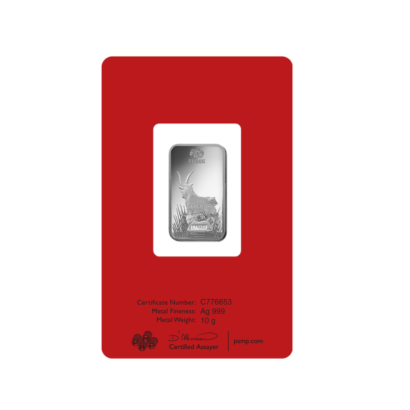 Investičná strieborná tehla 10 g razená Pamp Lunar Koza AG00RI005SF32 (3)