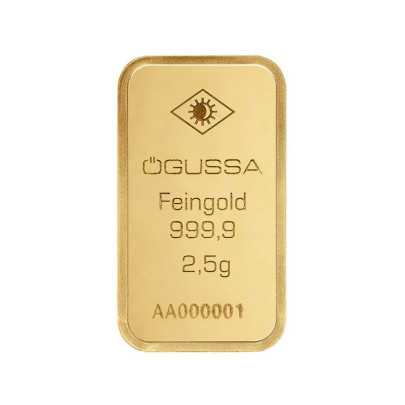 Investičná zlatá tehla 2,5 g razená Ögussa 1000BPV0002OG
