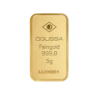 Investičná zlatá tehla 5 g razená Ögussa 1000BPV0005OG